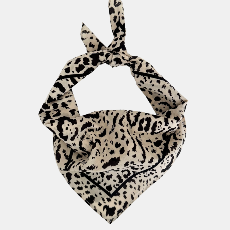 COTTON LEO SCARF IN SAND & BLACK