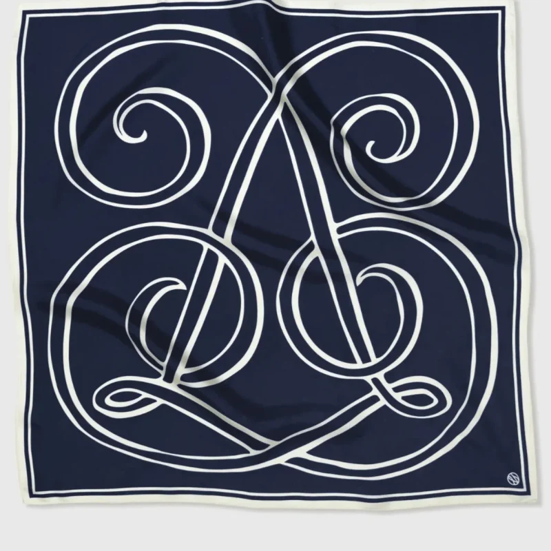 LE SCARF MONOGRAM SCARF IN NAVY 80X80