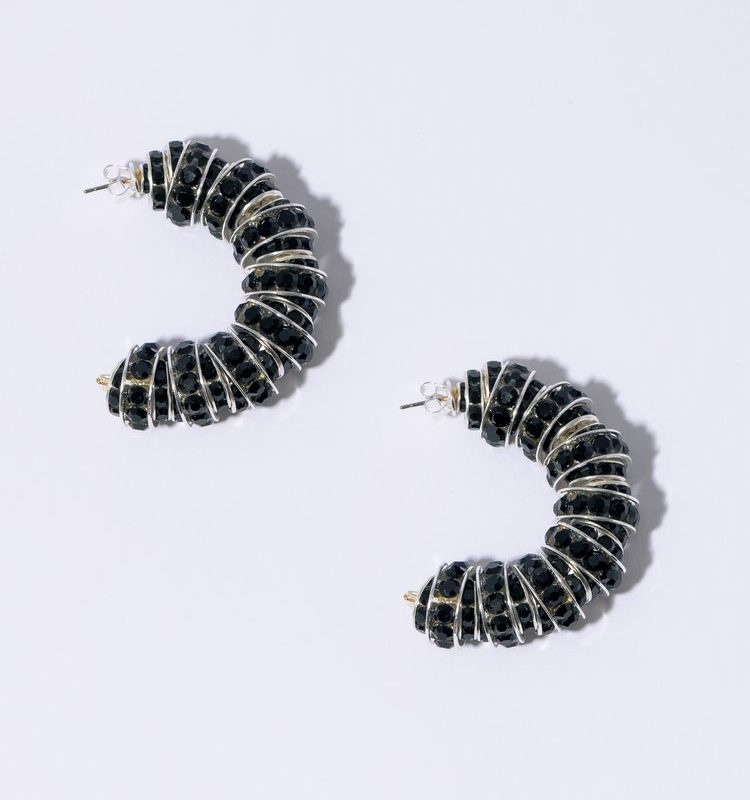 FAT DIAMOND HOOPS BLACK