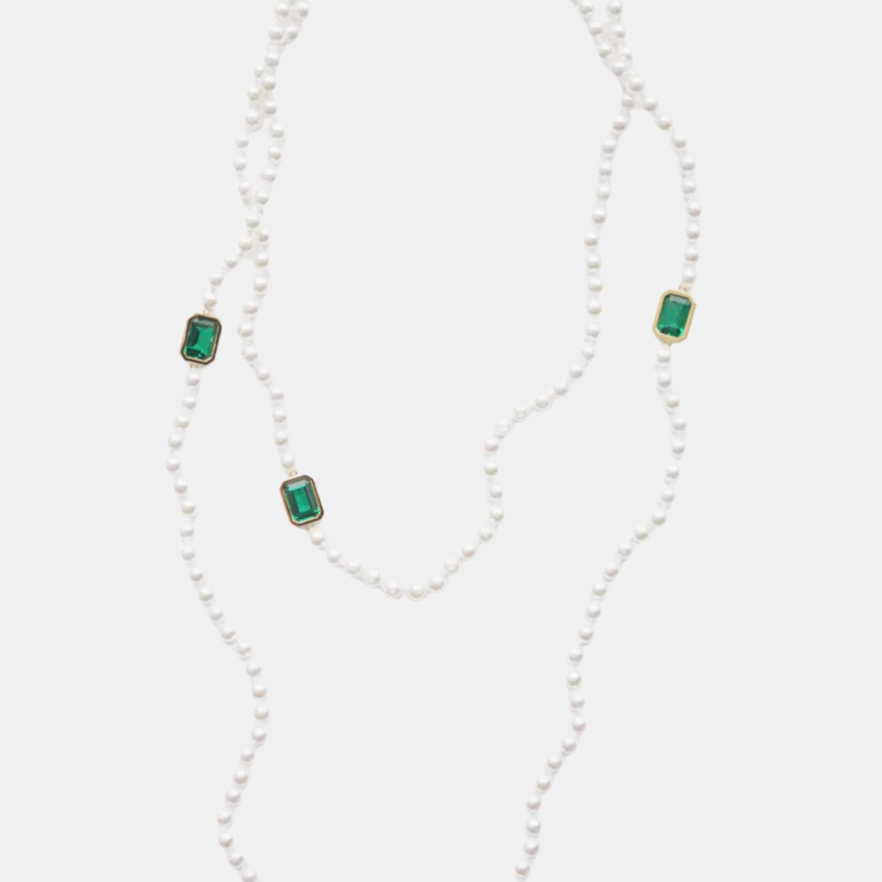 IZABEL DISPLAY MEGA PEARL NECKLACE GREEN GOLD