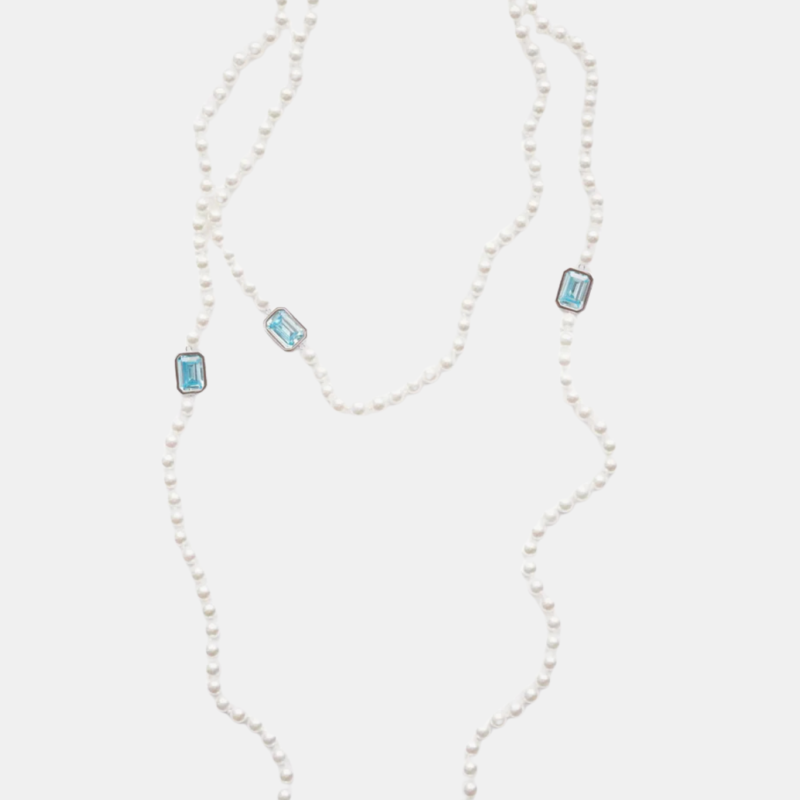 IZABEL DISPLAY MEGA PEARL NECKLACE TURQUOISE SILVER
