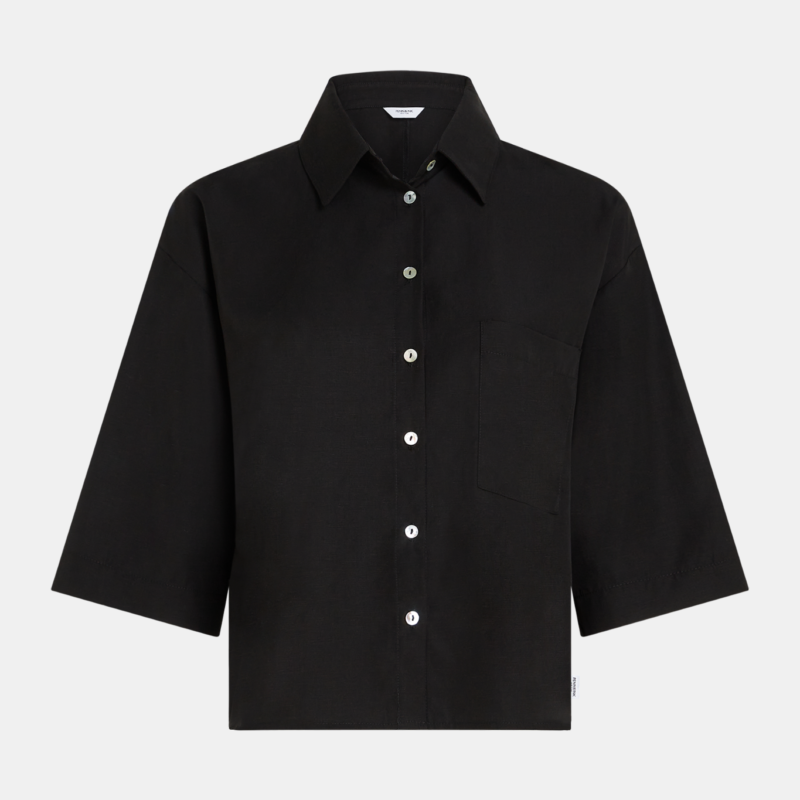 PENN & INK SHORT SLEEVE LINEN SHIRT BLACK