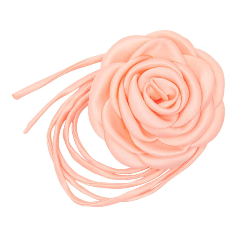 SATIN STRING ROSE IN PEACH
