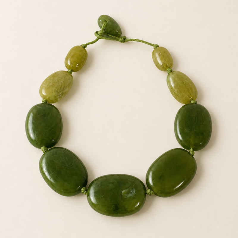 adelæ HEDDA GREEN BIG BEAD NECKLACE