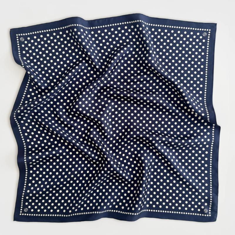 LE SCARF POLKADOT SCARF / NAVY & CREAM / 65CM