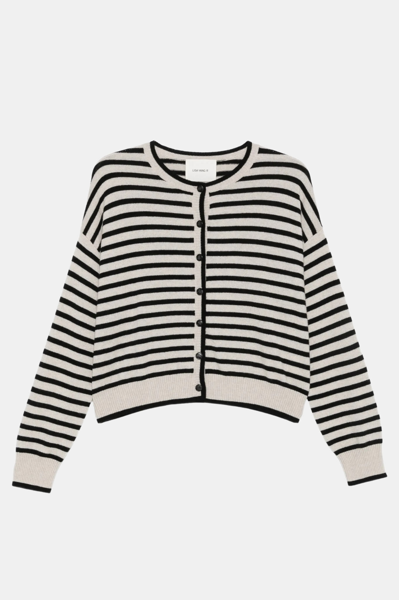 marit LISA YANG MARIT STRIPES CARDIGAN OYSTER BLACK STRIPES - Image 1