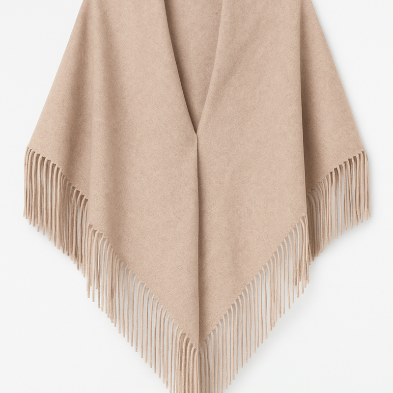 MINA PLAIN FRINGES CASHMERE SCARF IN SANDSTONE