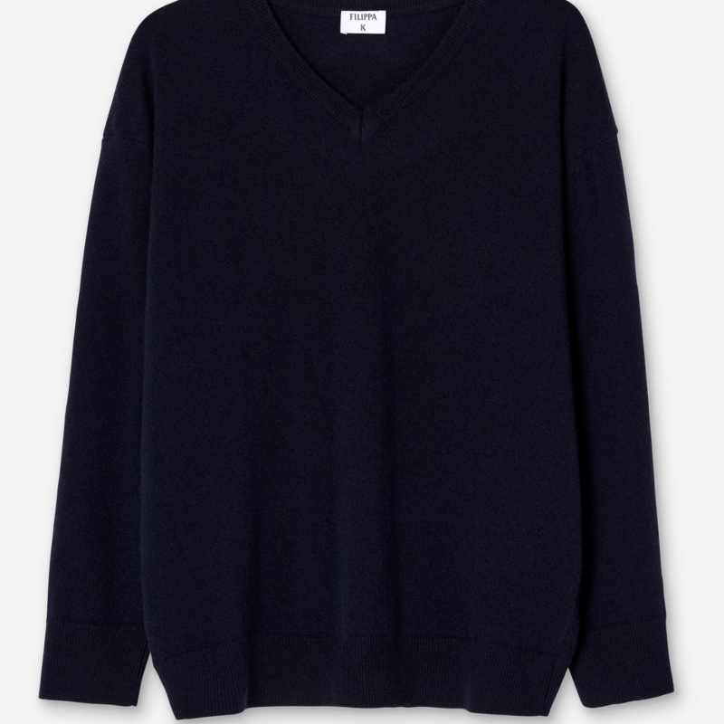 FILIPPA K SOFT WOOL V-NECK SWEATER NAVY
